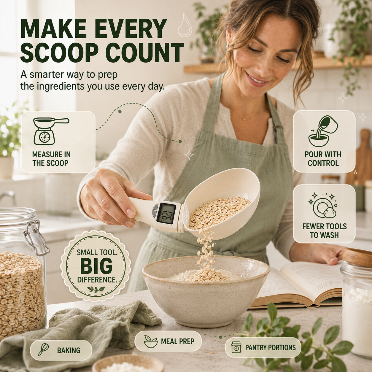 โก 50% OFF Digital Kitchen Scoop Scale โ Scoop, Weigh & Pour ๐ฅ