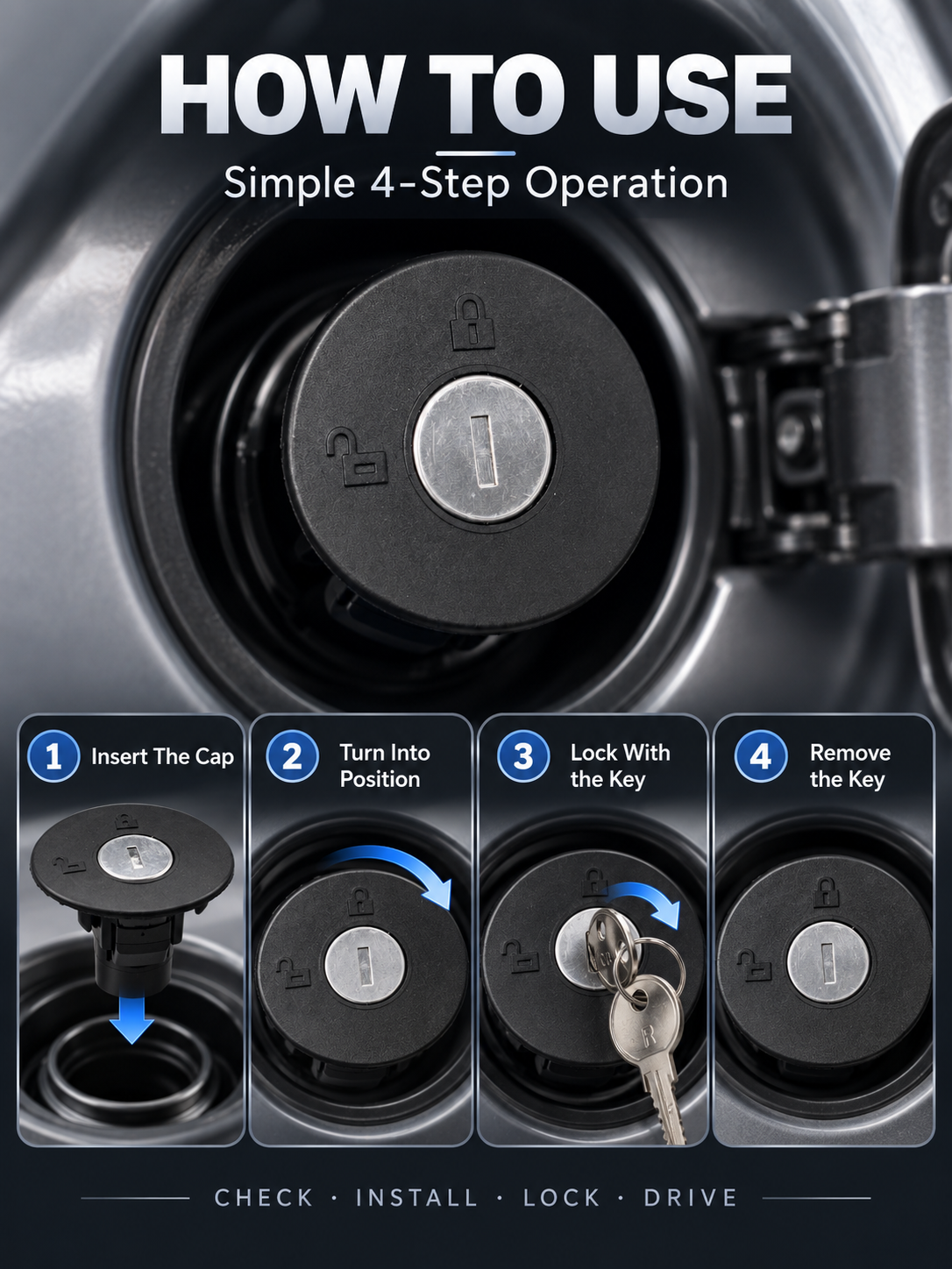 🔐 Locking Fuel Tank Cap with 2 Keys – Replacement Part 8U5Z-9C268-B