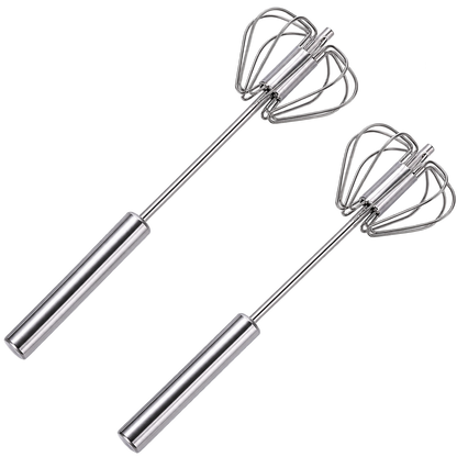 👩‍🍳 BEGINNER DEAL🥚 2-Pack Hand-Push Rotary Whisk – Press, Spin & Mix with Ease