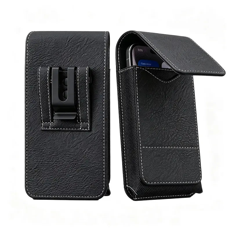 📱 Men’s Belt Phone Pouch – Magnetic Closure with Card Slot & Metal Clip