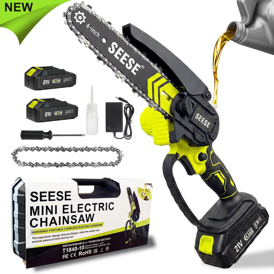 🔥 Limited Time 50% OFF | 6-Inch Mini Chainsaw – Powerful 21V Brushless Cordless Electric Saw with Auto Oiling, Safety Lock & Lightweight Design for Easy Wood Cutting