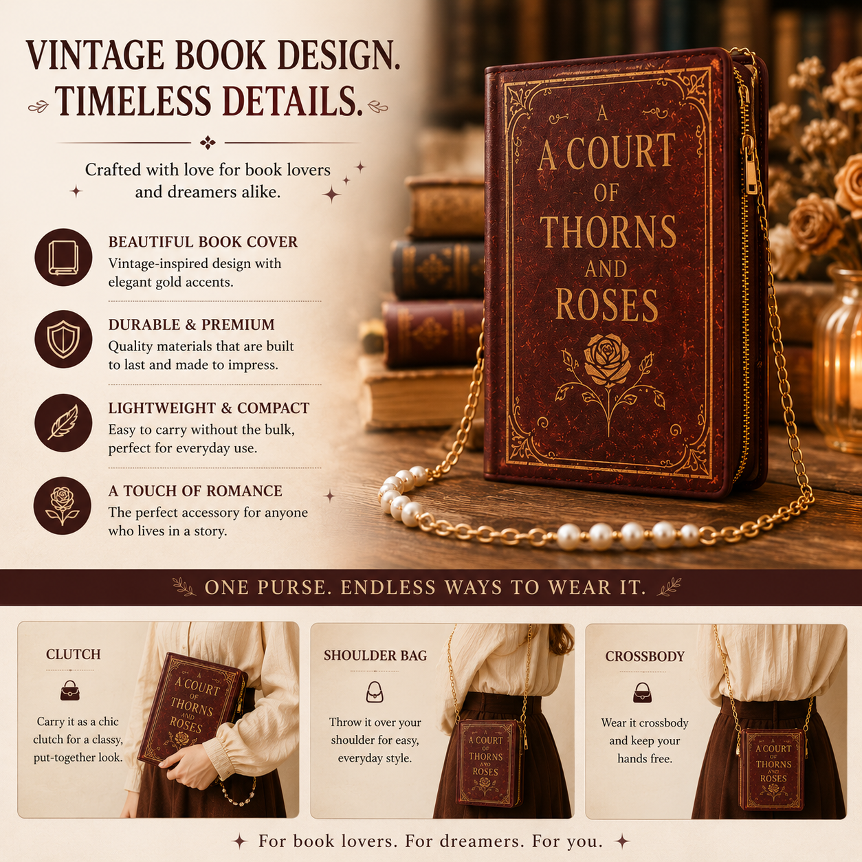 📚 Vintage Book Purse – A Novel Outside, A Purse Inside