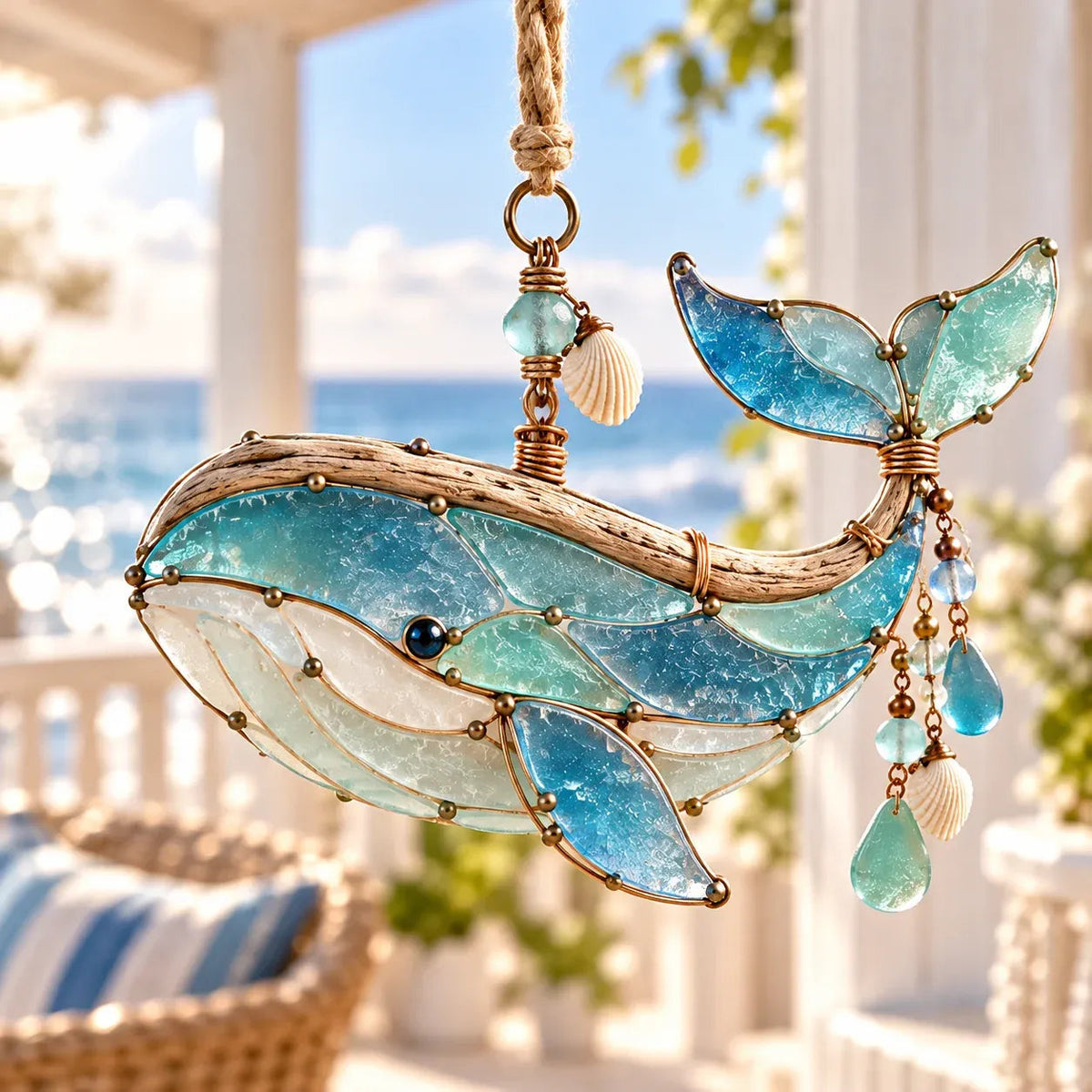 🌊✨ Sea Glass Coastal CharmsTM – Handcrafted Ocean Suncatcher Hanging Ornament Collection