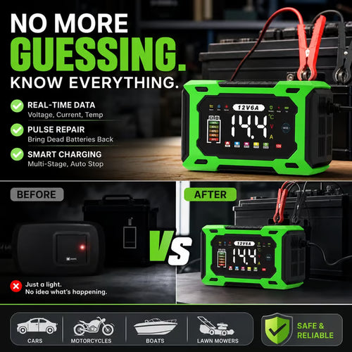 🚗12V/24V Smart Battery Charger, Maintainer & Trickle Charger🔋