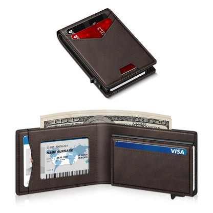 🔥 LAST DAY 50% OFF | Slim RFID Wallet for Men – Pop Up Card Holder, Minimalist Bifold Wallet with ID Window & Money Clip