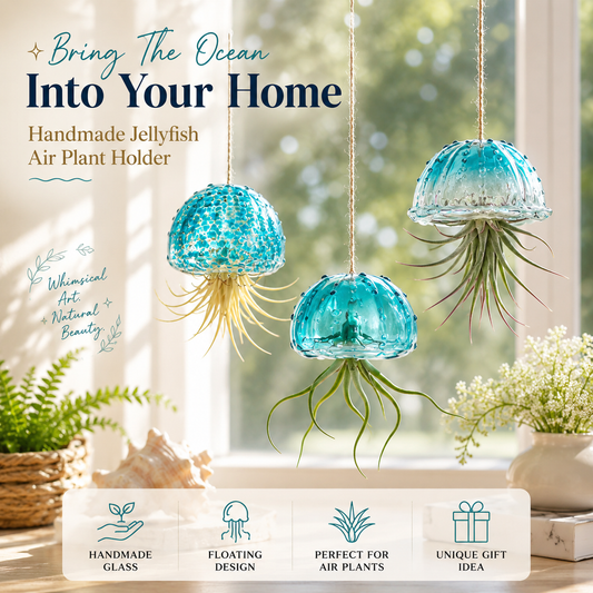 ✨ Handmade Jellyfish Glass Air Plant Holders | Ocean-Inspired Hanging Decor