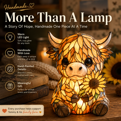 Highland Cow Night Light | Handmade Farmhouse LED Gift Lamp