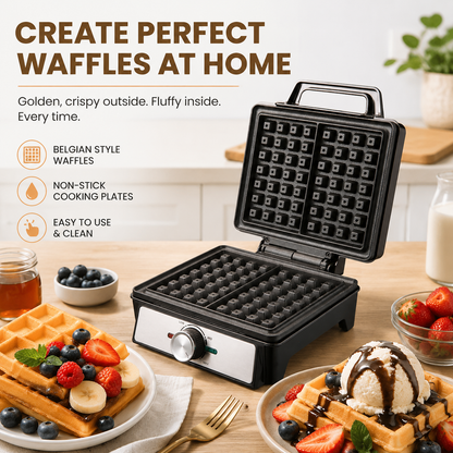 🧇 Belgian Waffle Maker | Thick Crispy Homemade Waffles With Non-Stick Plates