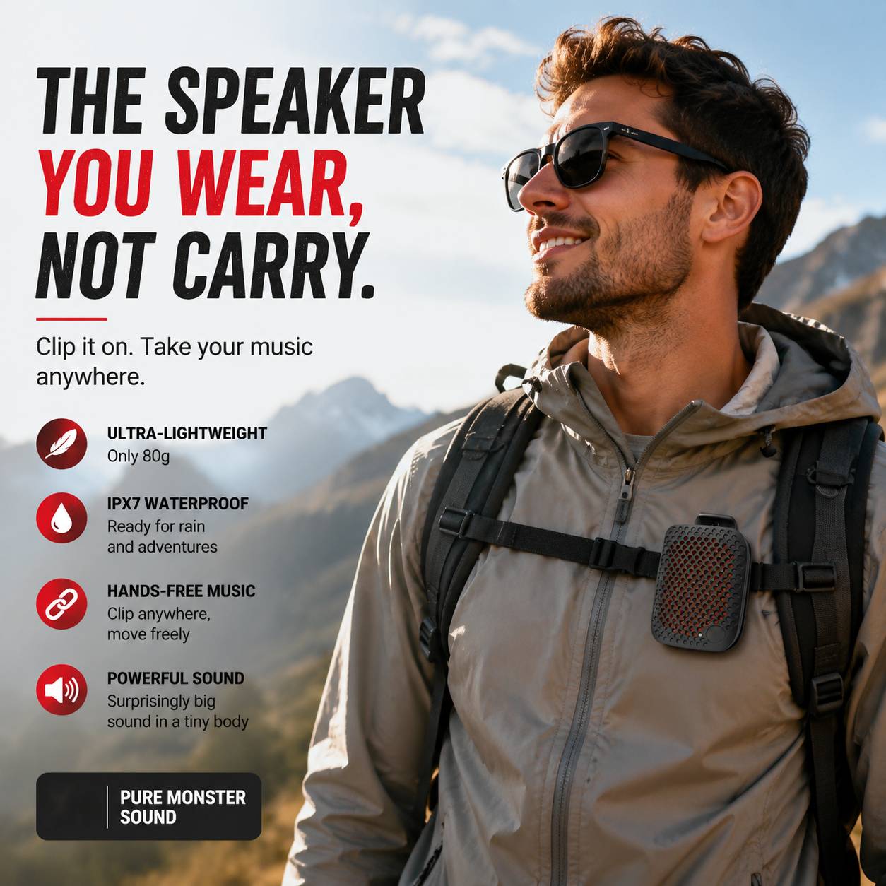🏃 Outdoor Clip-On Bluetooth Speaker | Waterproof Speaker for Running & Cycling