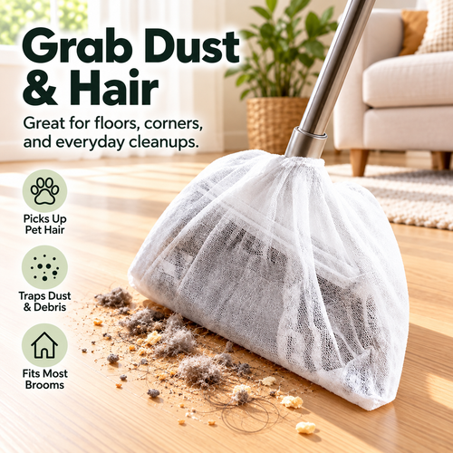🧹 Disposable Broom Dust Cover – Elastic Cleaning Cover for Pet Hair, Dust & Everyday Floor Debris