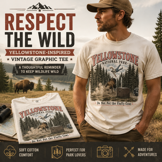 🌲Yellowstone Do Not Pet The Fluffy Cows Vintage Graphic T-Shirt