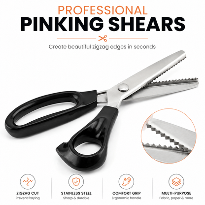 ✂️ Professional Pinking Shears – Stainless Steel Zigzag Fabric Cutting Scissors
