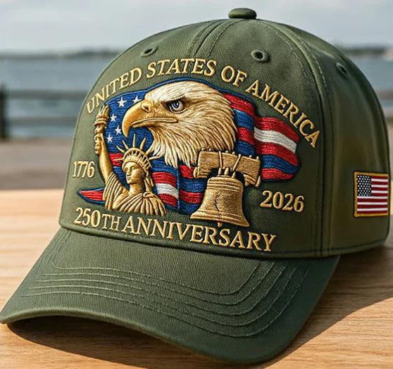 🇺🇸 ☀️ 250 Years of American Freedom Cap – Vintage Commemorative Patriotic Hat