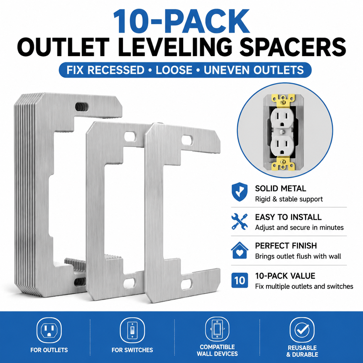 🔌 Outlet Leveling Spacers | Fix Loose & Recessed Outlets For A Flush Finish🔧