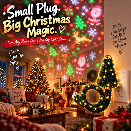🎄 Christmas Projector Light – Plug-In Holiday Projection Lamp for Living Room, Bedroom & Party Decor