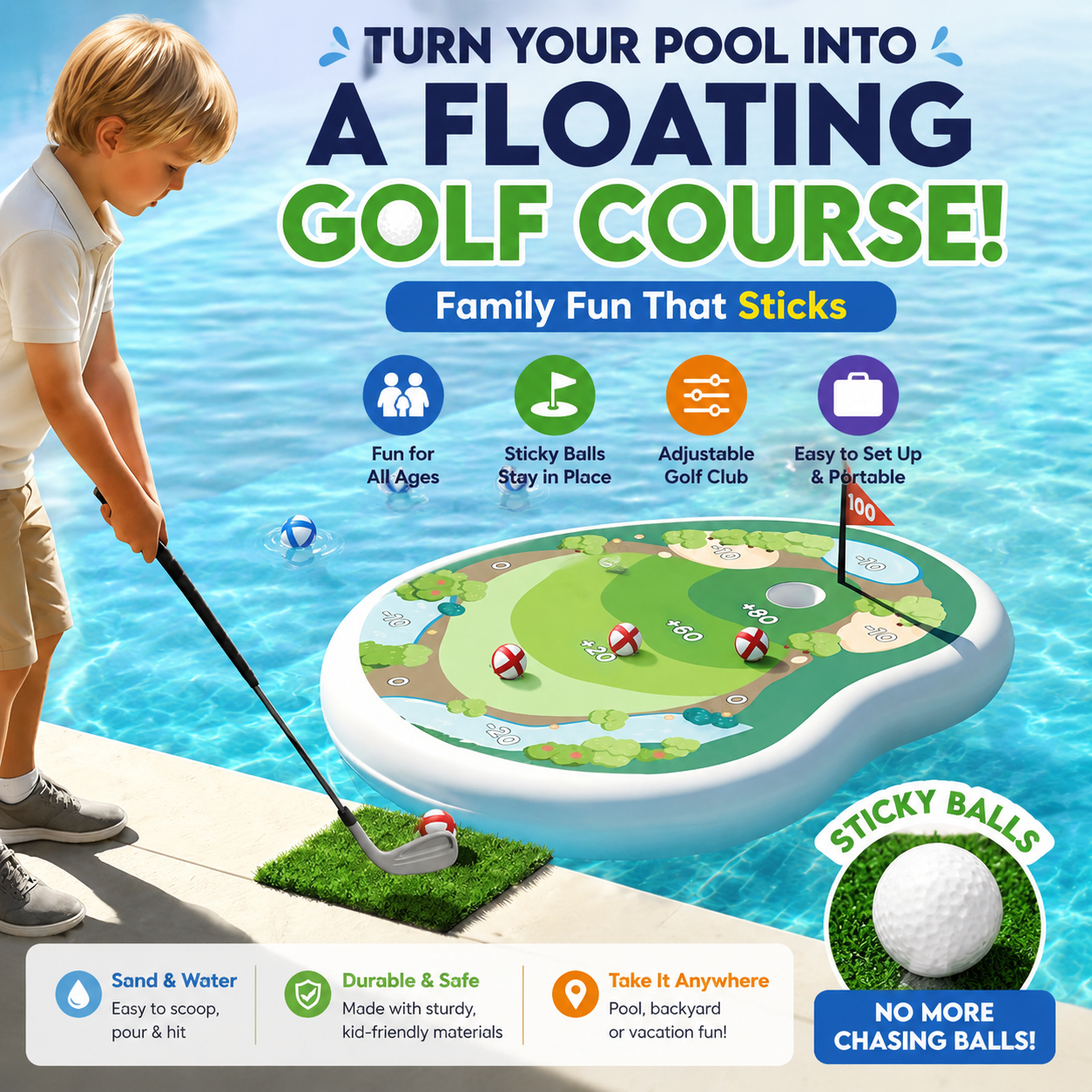 Floating Golf Pool Game – Interactive Water Toy for Kids & Family Fun