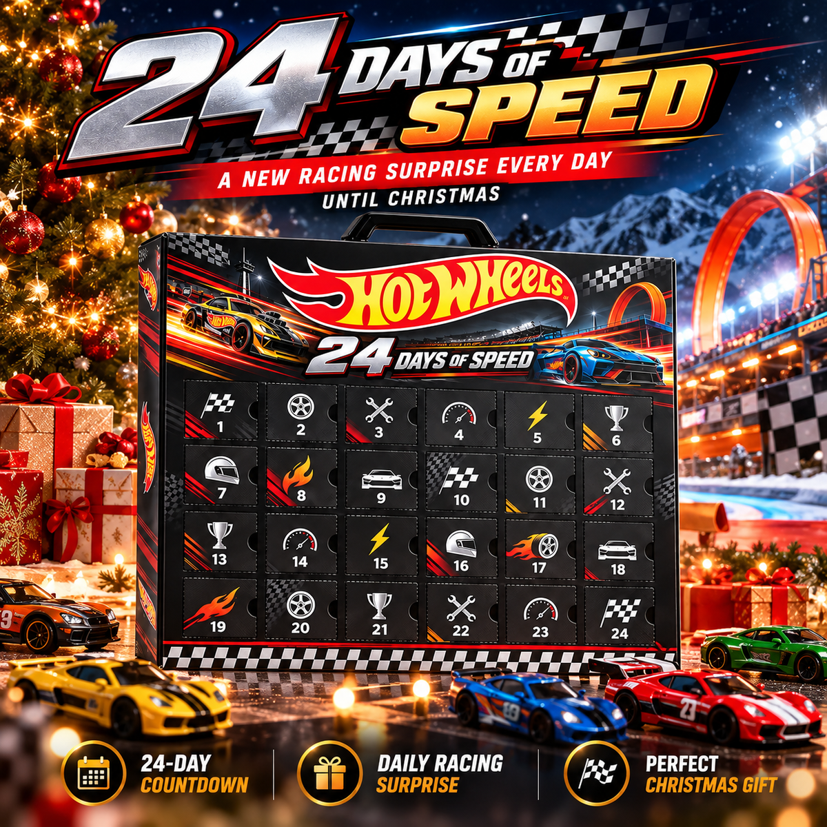🏎️ 24-Day Racing Advent Calendar – Christmas Countdown Gift for Car Fans & Racing Lovers