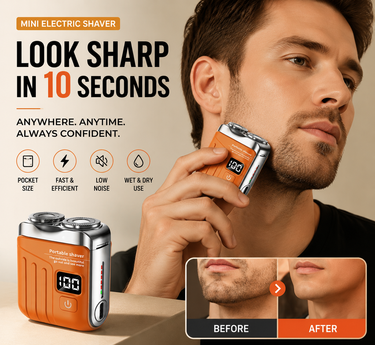 🧲Mini Pocket Electric Shaver – Fast USB Rechargeable Portable Razor for Men