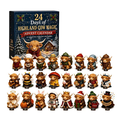 🐮 HOT SALE | 24-Day Highland Cow Advent Calendar – 24 Collectible Christmas Cow Figurines & Daily Surprises