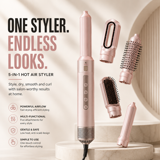 ✨ 5-in-1 Hot Air Styler – Dry, Smooth, Curl & Volumize