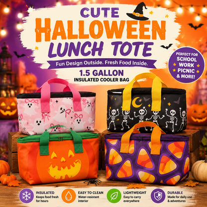 🎃 Limited 2026 Halloween Insulated Cooler Bag – New Seasonal Design, 1.5 Gallon Snack Tote For Parties & Outdoor Fun