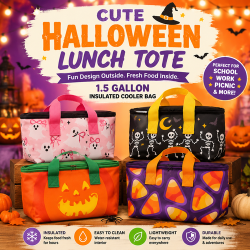 🎃 Limited 2026 Halloween Insulated Cooler Bag – New Seasonal Design, 1.5 Gallon Snack Tote For Parties & Outdoor Fun