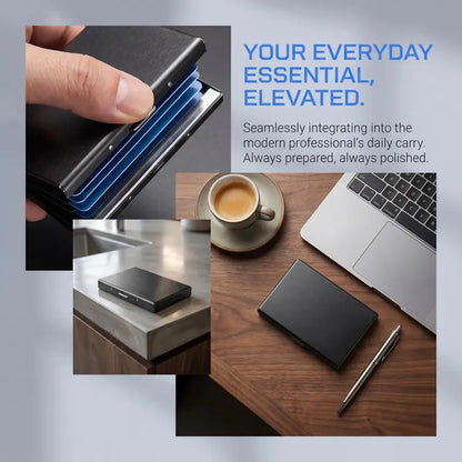 💼 BUSINESS FAVORITE | Premium Metal Card Holder – Slim RFID Wallet with Matte Black Finish