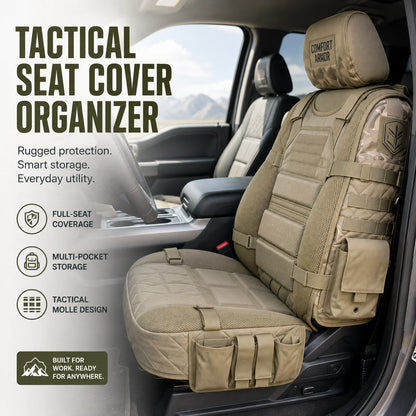 🎒 TRUCK SEAT ORGANIZER COVER | Tactical-Style Seat Protection with Utility Pockets, Webbing & Gear Storage