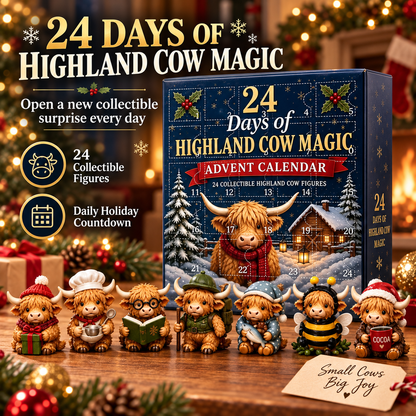 🐮 HOT SALE | 24-Day Highland Cow Advent Calendar – 24 Collectible Christmas Cow Figurines & Daily Surprises