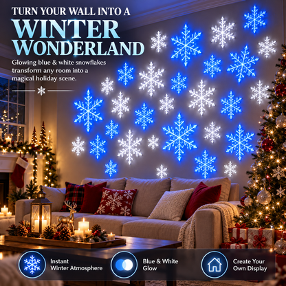 💙 WINTER WONDERLAND FAVORITE | Blue & White LED Snowflake Lights – Christmas Wall Decor for Living Rooms & Bedrooms