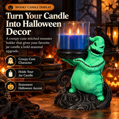 🎃 HOT SALE | Spooky Monster Candle Holder – Halloween Jar Candle Stand with Gothic Sculpted Base for Tabletop Decor