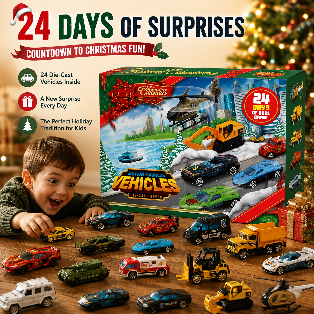 Christmas Car Advent Calendar with 24 vehicle surprises