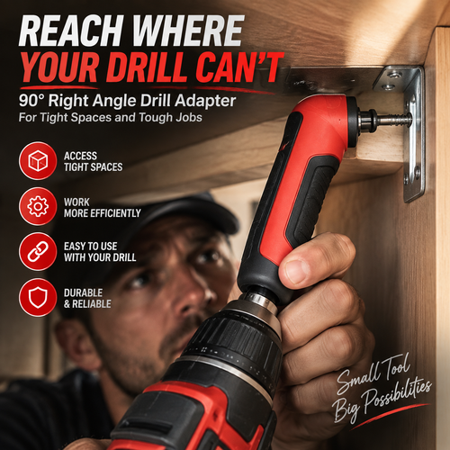 ⚙️ TIGHT SPACE DRILL ADAPTER | 90 Degree Right Angle Attachment for Drills & Screwdrivers with 1/4" Hex Shank