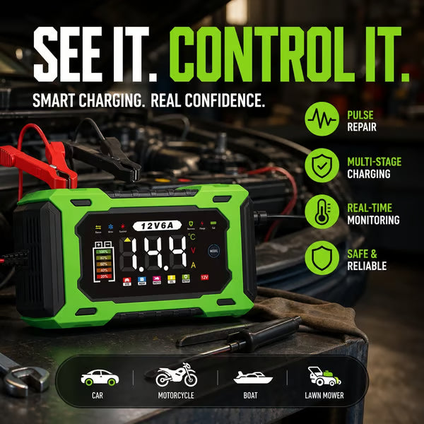🚗12V/24V Smart Battery Charger, Maintainer & Trickle Charger🔋
