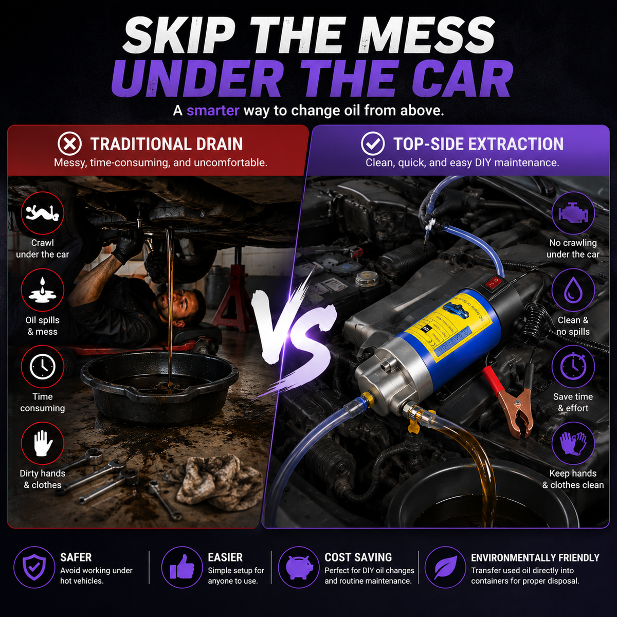 💪Fall Sale 50% OFF🔥 | 12V Portable Oil Extractor Pump – Easier DIY Oil Changes