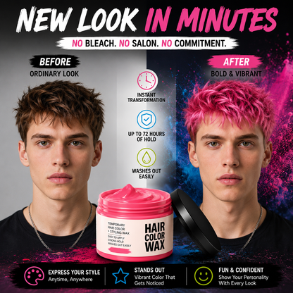 🌈 Temporary Hair Color Styling Wax | Washable Color & Strong Hold for Parties, Festivals and Cosplay