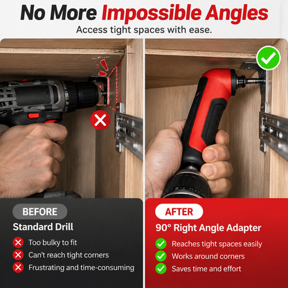 ⚙️ TIGHT SPACE DRILL ADAPTER | 90 Degree Right Angle Attachment for Drills & Screwdrivers with 1/4" Hex Shank