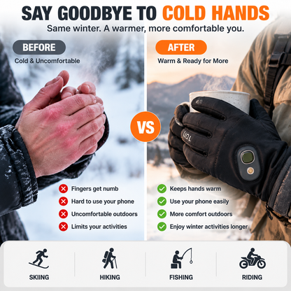 🔥 HOT SALE | Rechargeable Heated Gloves – Touchscreen Winter Gloves with Adjustable Heat for Skiing, Hiking & Outdoor Use
