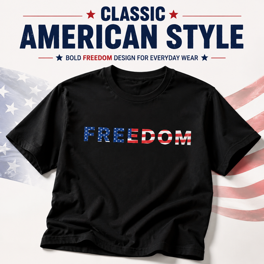 🇺🇸 Freedom Patriotic T-Shirt – Classic American Flag Cotton Tee for Men & Women