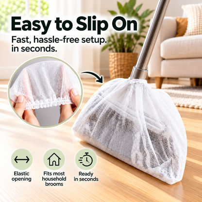 🧹 Disposable Broom Dust Cover – Elastic Cleaning Cover for Pet Hair, Dust & Everyday Floor Debris
