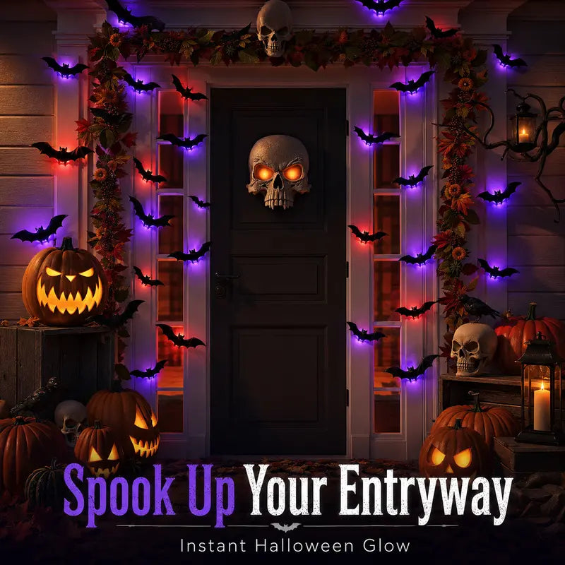 🔥 2026 Hot Sale 3D LED Bat Wall Decorations – 12/24PCS Light-Up Halloween Decor for Walls, Windows & Parties
