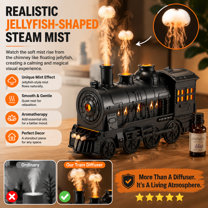 🚂 Retro Train Aroma Diffuser – 300ml Mist Humidifier With Ambient Lights