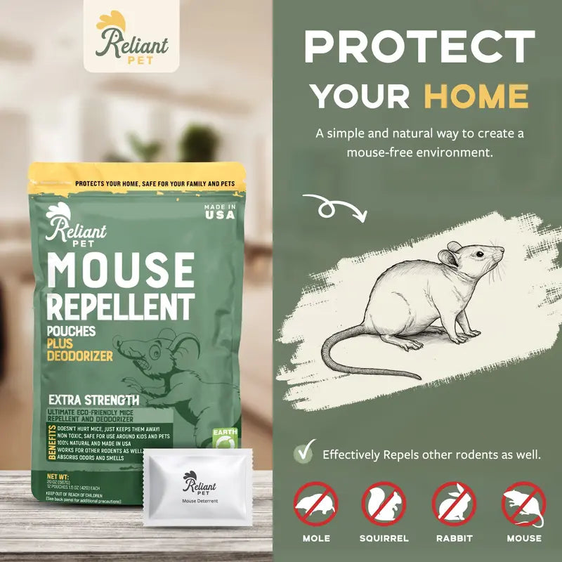🐭 Mouse Repellent Pouches – Peppermint & Cinnamon Oil Deterrent for Cars, Homes & Garages