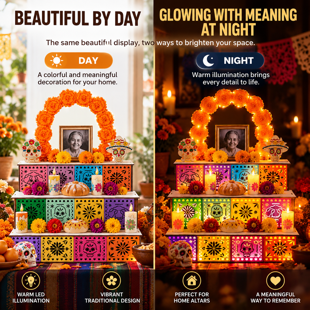 🔥Last Day 49% OFF - 🎃🏵️Day of the Dead Wooden Altar Display Set | 💕Death is not the end of life, forgetting is(📦Buy 2 Free Shipping)