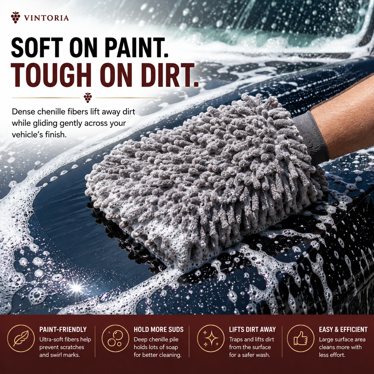 🫧 Premium Car Wash Mitt – More Suds, More Coverage, Easier Car Cleaning
