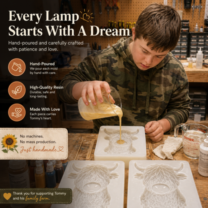 Highland Cow Night Light | Handmade Farmhouse LED Gift Lamp