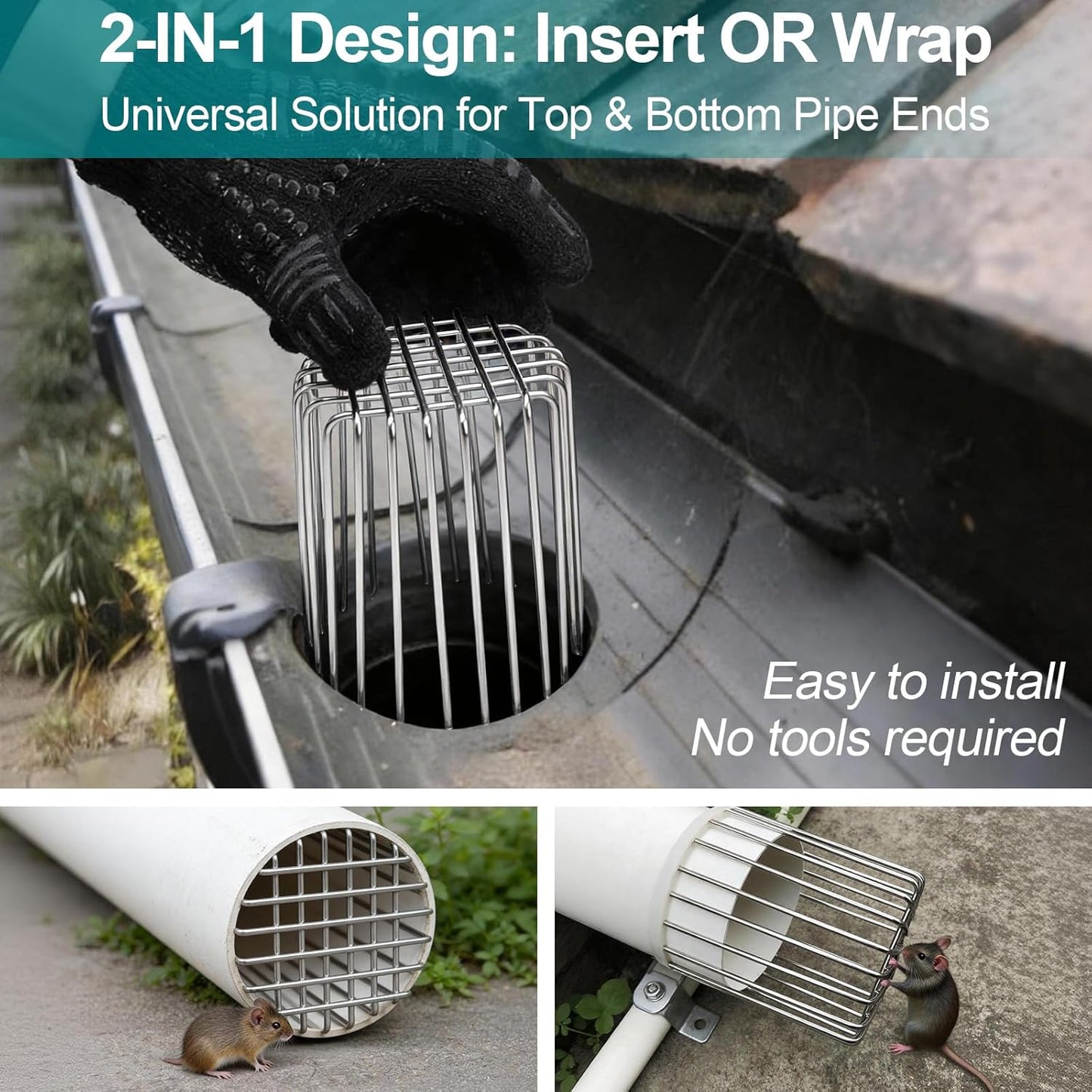 🔥 55% OFF TODAY | 304 Stainless Steel Gutter Guard for Pipes & Vents