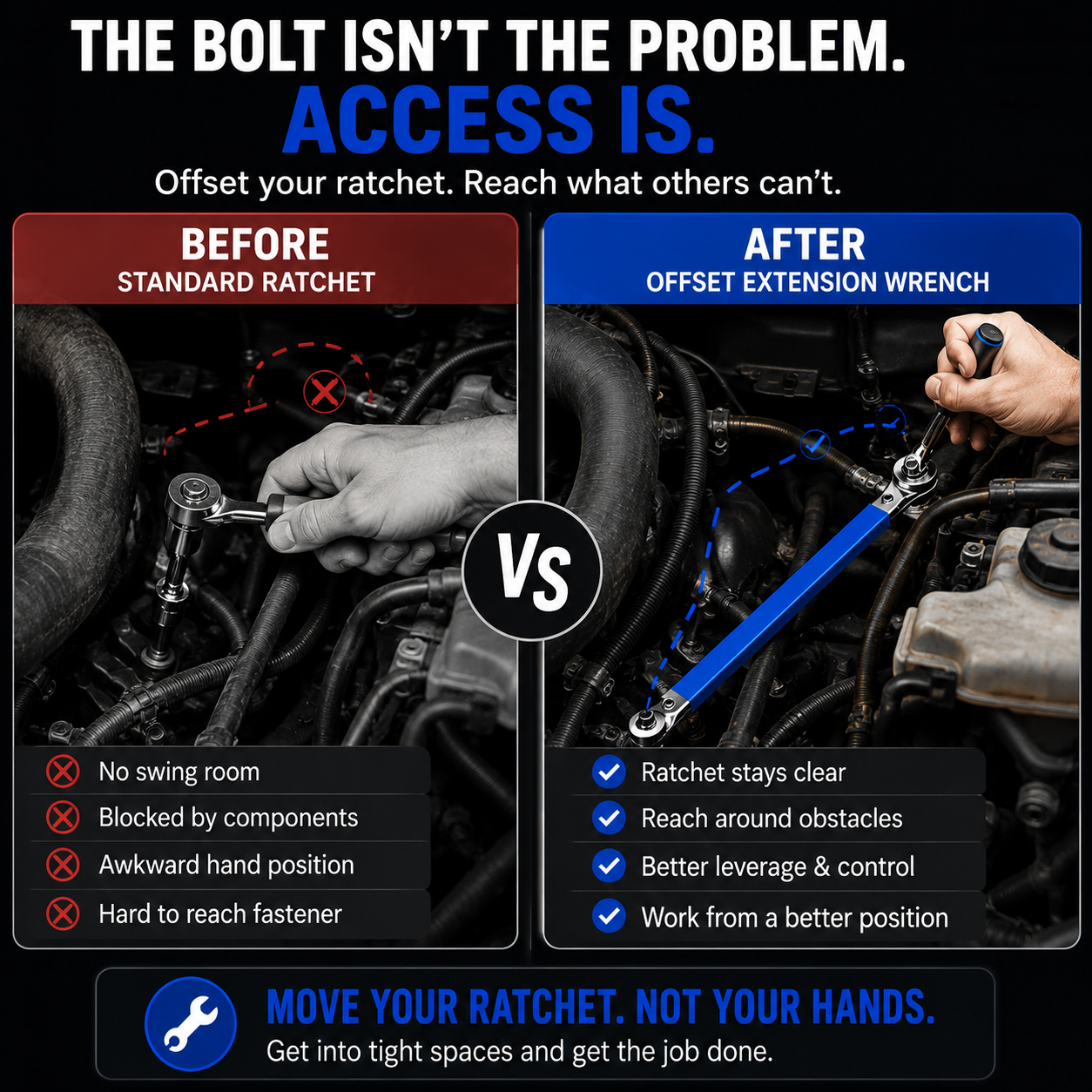 💥 HOT DEAL | Impact-Ready Offset Extension Wrench – Multi-Drive Adapter Tool for Tight Repair Spaces