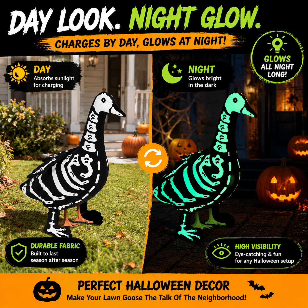 🔥 50K+ Sold | 🎃 Glowing Skeleton Goose Costume Halloween Yard Decor