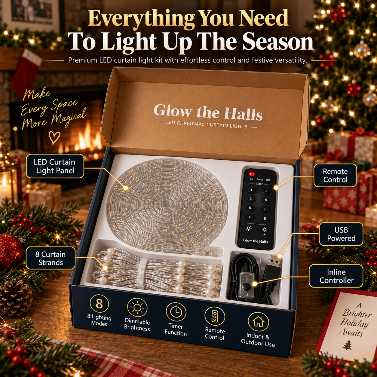 📱 SMART CHRISTMAS LIGHTS | App Controlled LED Curtain – Animated Pixel Display for Windows, Walls & Holiday Decor